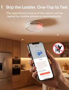 Détecteur de fumée connecté <span class=keywords><strong>Meross</strong></span> Matter, capteur optique double intelligent WiFi, notification d'application, compatible Apple Google Home, hub 33 mm - Product Image 4