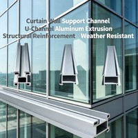 Profilé d'extrusion en aluminium en U sur mesure, rail de support 6063 6061 pour mur rideau, protection de machine et panneau solaire