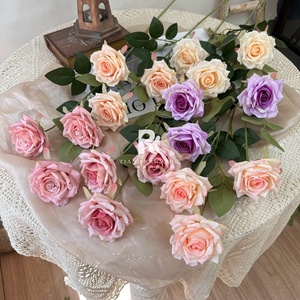 Arreglo Floral Artificial de 3 Cabezas de Rosa Manta <span class=keywords><strong>para</strong></span> Boda, de Alta Gama, con Relieve, <span class=keywords><strong>para</strong></span> Decoración de Caminos - Product Image 2