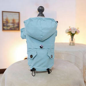 Impermeable con capucha para perros y gatos, abrigos y chaquetas de poliéster azul cielo, ropa para mascotas de tamaño pequeño y mediano para las cuatro estaciones - Product Image 4