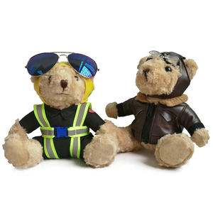 Gepersonaliseerde Luchtvaartmaatschappij Mascotte Aviator Zachte Teddybeer Met Bril Custom Jacket Uniform Pluche <span class=keywords><strong>Pilot</strong></span> Teddybeer Luchtvaart Souvenirs - Product Image 6