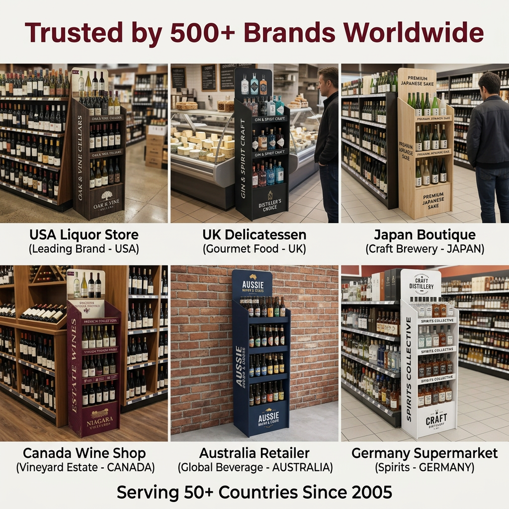 Apache Custom Cardboard Wine Beer Display Rack 4-Tier Corrugated POS Merchandiser Floor Display Stand for Retail & Liquor Store — view 6
