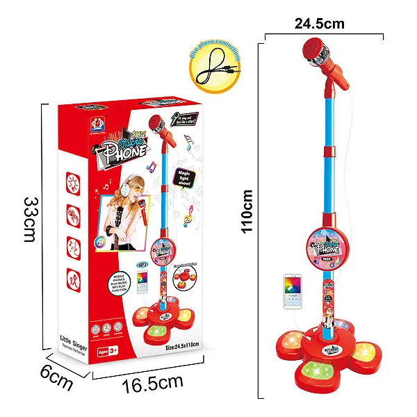 Jinming giocattolo per microfono in plastica per bambini con microfono giocattolo per bambini leggero con supporto