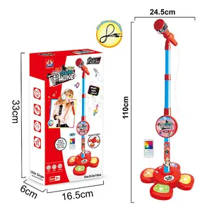 Jinming Kids Microfone plástico brinquedo com luz Kids Toy Microfone com suporte