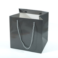 Sac en papier gris portable avec cordon de serrage, minimaliste, impression personnalisée en bronzage, sac d'emballage pour cosmétiques, vêtements, shopping