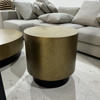 Table à thé centrale ronde moderne Table basse en acier inoxydable bronze pour ensemble de meubles de salon disponible