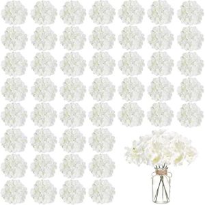 Flores Artificiales del Fabricante, Cabezas <span class=keywords><strong>de</strong></span> Hortensia Blancas al por Mayor, 50 Piezas, 8-10 cm, Cuatro Pétalos Completos, Blancas, Decoración <span class=keywords><strong>de</strong></span> Boda DIY, Reutilizables - Product Image 2