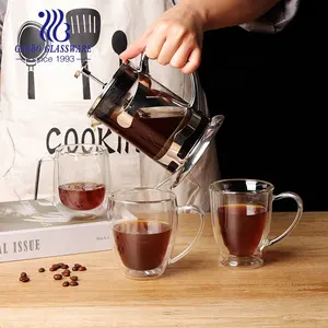 Tasses à café russes à double paroi en verre, résistantes à la chaleur, tasses à thé européennes à eau chaude et froide avec poignées
