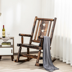 Sedia a <span class=keywords><strong>dondolo</strong></span> in legno massello per esterni e interni, con braccioli, resistente alle intemperie, per giardino e patio - Product Image 1