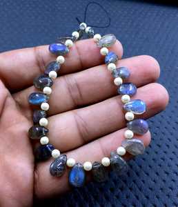 Belle pierre de Labradorite bleue naturelle, 1 brin, 21 pièces, perles de Briolette en forme de poire lisse, vente en gros - Product Image 2