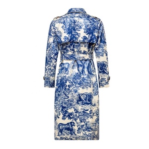 Gabardina Larga Personalizada 2025 con Cinturón, Diseño Único para Mujer, Elegante y Lujosa con Estampado Toile De Jouy, Abrigo de Invierno para Damas - Product Image 2