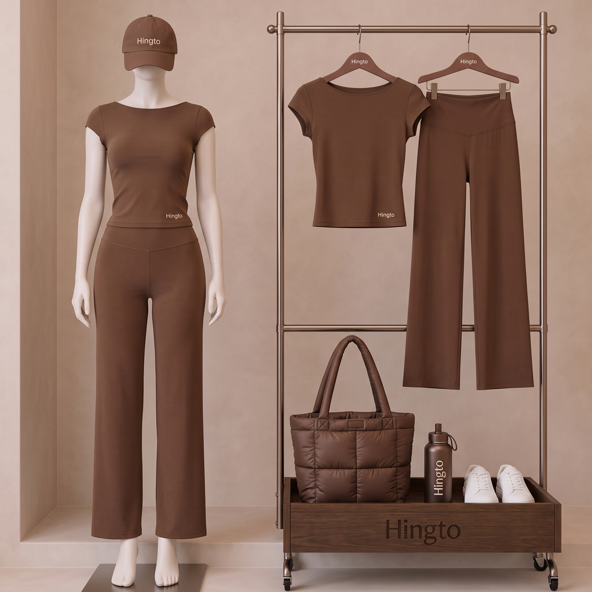 Customised Hyrox Women T Shirt and High Waisted Wide Leg Pants 2 Piece Set Leisurewear Sportswear Athletic Wear Manufacturer