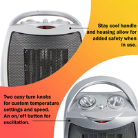 Ventilateur chauffant PTC avec thermostat réglable, étanche, portable, vertical, pour bureau, télécommande, protection contre la surchauffe