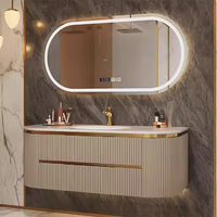 Ensemble de Meuble-Lavabo MDF Évier Simple Plan de Travail en Marbre Armoires de Salle de Bain Meuble-Lavabo Avec Miroir pour Hôtel et Villa