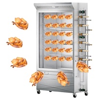 Machine à Snacks 6 Broches, Grills à Poulet au Gaz en Acier Inoxydable, Four Rôtissoire Automatique Multifonctionnel