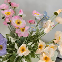 Vente en gros de fleurs de pavot artificielles en soie faites à la main pour les mariages, la décoration de la maison et les arrangements floraux pour événements