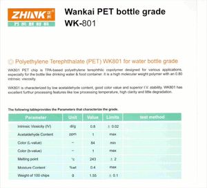 Competitive Price Water Bottles Grade <b>PET</b> Raw Materials <b>PET</b> Wankai Brand WK-801 Polyester with Enough Stock - Product Image 2