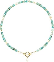 Collier en pierre naturelle et fausse perle avec fermoir OT, plaqué or 18 carats, perles, style bohème, design de niche Woying