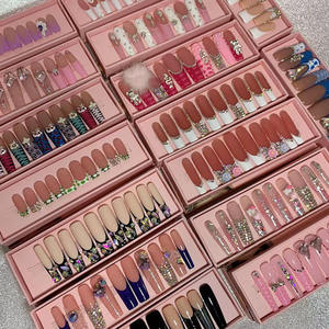 手作り高級ロングバレリーナ棺ダイヤモンドプレスオン人工爪カスタムラインストーン偽爪指用 - Product Image 1