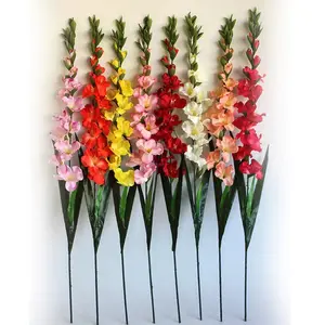 Plantes artificielles 44.48 ''fleurs de glaïeuls en soie pour décoration de table de chambre à coucher de salon fleurs placées fleurs de mariage