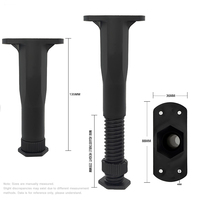 Pieds de support réglables en hauteur en plastique noir pour lattes de lit, meubles TV, tables basses, bureaux – Colonnes de support fixes