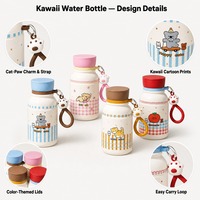 Juego de 4 botellas de agua para niños con diseño de animales de dibujos animados, tazas bonitas para beber con correa de silicona para la escuela, viajes y el hogar.
