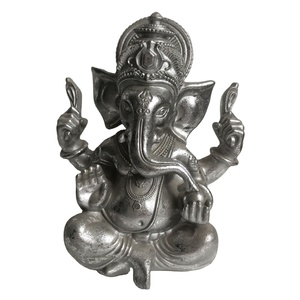 25ซม.H Polyresin เรซิ่นรูปปั้นพระพิฆเนศชัยพระพิฆเนศเงิน - Product Image 1