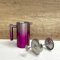 Cafetière à piston portable 1000 ml en acier inoxydable 304 à double paroi avec isolation métallique et changement de couleur progressif pour la maison