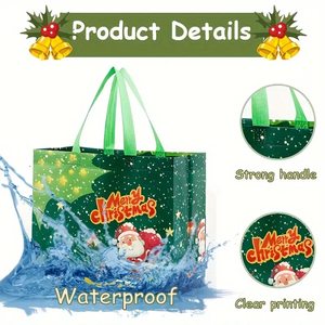 Bolsas de Regalo Navideñas con Asas, Bolsas de Tela No Tejida para Regalos de Navidad, Bolsas Decorativas con Diseño de Papá Noel y Muñeco de Nieve, Bolsas para Fiestas Navideñas - Product Image 6
