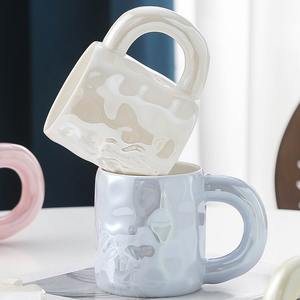 Nuovo smalto di <span class=keywords><strong>perle</strong></span> fuso acqua creativa nicchia Design per <span class=keywords><strong>la</strong></span> casa ceramica caffè e piattino tazza da tè con coperchio cucchiaio - Product Image 2
