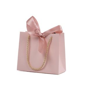 Sacs en papier écologiques avec poignée en ruban, logo personnalisé, emballage pour bijoux et cosmétiques, sacs de shopping pour la vente au détail et les cadeaux - Product Image 1