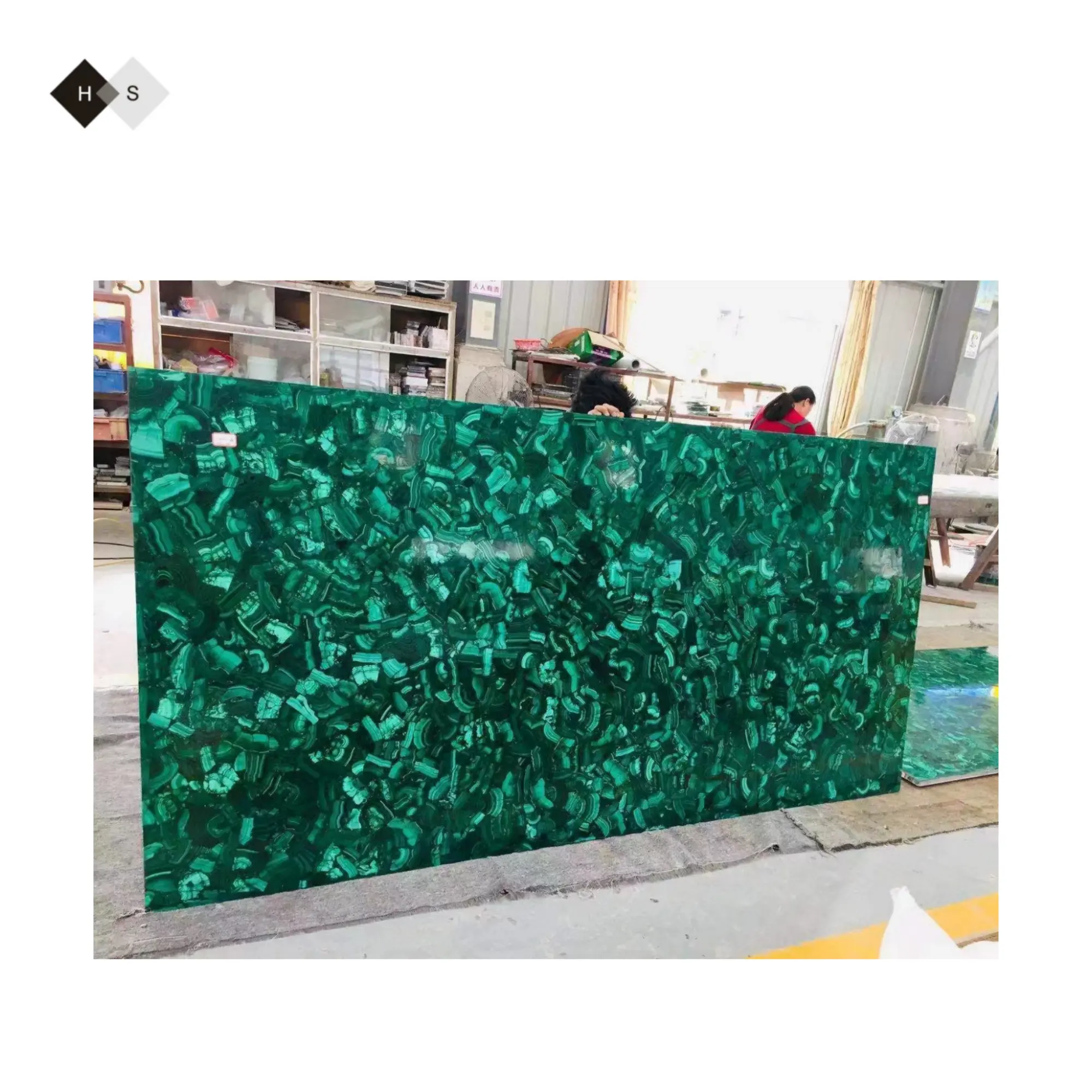 Natural Luxury semi-precious stone slab Malachite Stone Royal High Polished Prix Malachite Green Slab With Granite