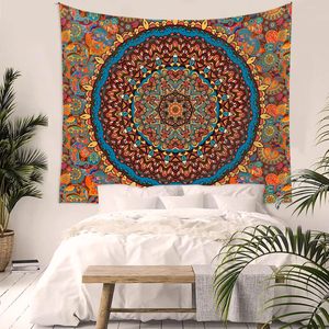 Personnalisé vert Mandala imprimé <span class=keywords><strong>tapisserie</strong></span> tricoté indien Hippie décoration murale psychédélique esthétique tapisseries pour chambre tenture murale - Product Image 3
