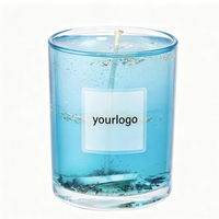 Velas de cera de gelatina multicolor al por mayor en tarro de cristal transparente con una sola mecha, etiqueta personalizada, decoración del hogar, recuerdo de boda, regalo, suministro.