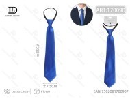 Corbata con cremallera azul zafiro de 7.5cm x 35cm, accesorio de moda formal de poliéster para hombre - Product Image 3