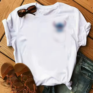 Camiseta <span class=keywords><strong>de</strong></span> manga corta con estampado Kawaii <span class=keywords><strong>de</strong></span> dibujos animados <span class=keywords><strong>de</strong></span> mujer <span class=keywords><strong>de</strong></span> moda <span class=keywords><strong>de</strong></span> alta calidad personalizada Camiseta <span class=keywords><strong>Lilo</strong></span> <span class=keywords><strong>Stitch</strong></span> Harajuku Camiseta - Product Image 6