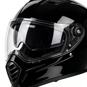 Casque de moto à visière relevable, coque noire en ABS, double visière, ouvert, homologué DOT, toutes saisons, fermeture rapide - Product Image 5