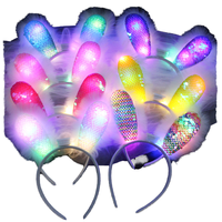 Serre-tête lumineux créatif en forme d'oreilles de lapin, idéal pour les fêtes et spectacles, avec sequins et peluche, pour la vente en gros