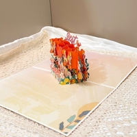 Carte de voeux 3D stéréoscopique pour la fête des mères, carte de sculpture en papier joyeux anniversaire, petite carte de bénédiction