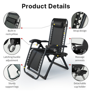 Silla de Playa <span class=keywords><strong>Plegable</strong></span> Reclinable de Acero Inoxidable, Diseño Moderno, Ajustable, <span class=keywords><strong>con</strong></span> Colchón, Ligera, Resistente, Capacidad de 200 kg - Product Image 3