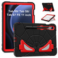 Étui robuste et résistant pour Samsung Tab S10 Lite S10 FE S9 FE S9 11 avec béquille, sangle d'épaule, porte-stylo, design de dessin animé pour enfants