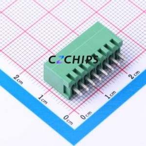 JL15EDGVC-25008G01 Plug-in Terminal Block Through hole,P=2.5mm Connector Board-to-Board / Socket - Closed 1x8P 2.5mm Green - Product Image 2