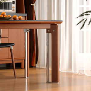 Mesa de Comedor Rectangular Atemporal de Piedra Sinterizada Negra, Mueble Combinado Estable - Product Image 5