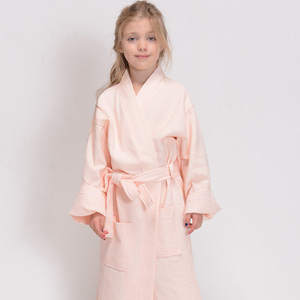 El color se puede personalizar 2024 Baby Young Girl And Boy Waffle Kimono Collar Style Albornoz - Product Image 2