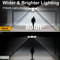 Lámpara Solar de Pared de Tres/Cuatro Cabezas, 270/218 LED, Sensor de Seguridad, para Entrada de Garaje, Exterior, Impermeable, Reflector Multicabezal