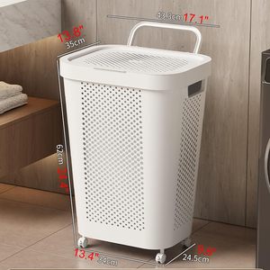 Hot Selling Household Products <b>Large</b> Laundry Organizer Dirty Clothes Storage <b>Basket</b> Plastic Laundry Hamper with Wheels Lids - Product Image 5