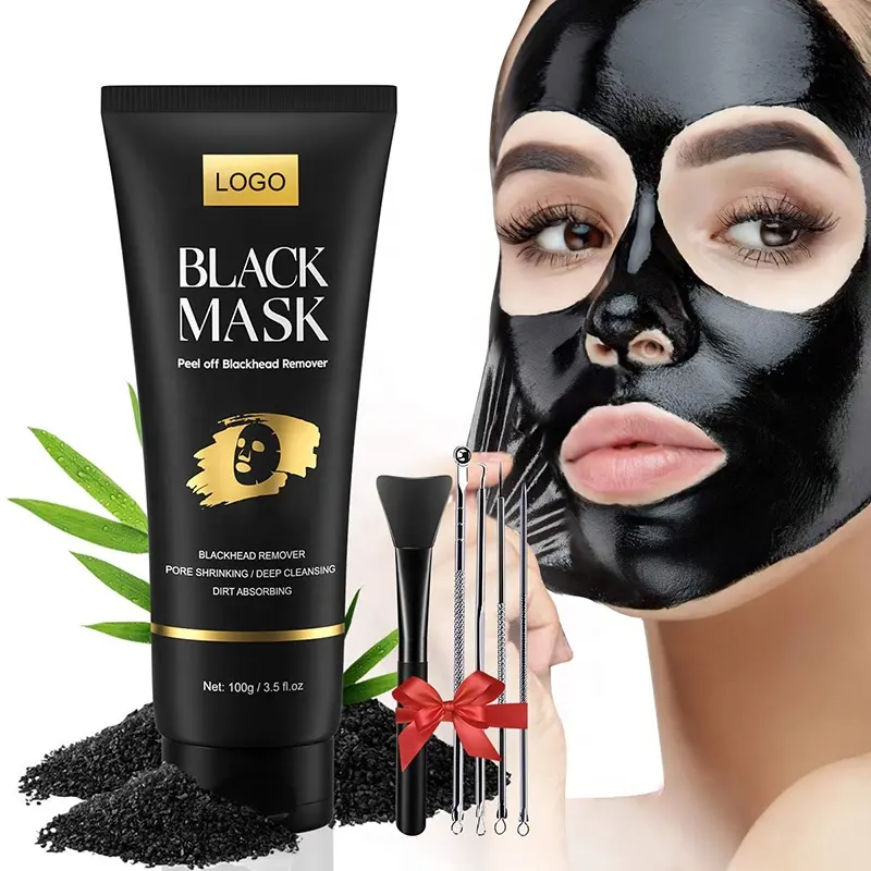 OEM Custom Logo Organic Bamboo Charcoal Peel Off Face Mask Deep Cleansing Blackhead Remover Black Mask