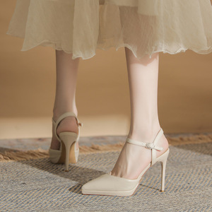Zapatos de Tacón de Aguja con Punta Puntiaguda 1087A, con Correa en el Tobillo y Hebilla, Zapatos de Tacón Alto con Punta Abierta, Súper Altos de 8 cm, Cómodos para Mujer, Verano - Product Image 2