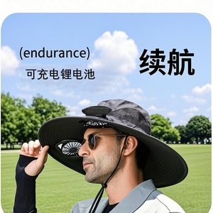 Độ Bền Cao Năng Lượng Mặt Trời <span class=keywords><strong>Fan</strong></span> <span class=keywords><strong>Cap</strong></span> Không Thấm Nước Cotton Polyester Dome Ngư Dân Câu Cá Hat Cạnh Lớn Mặt Trời Bảo Vệ Sạc Chức Năng - Product Image 4