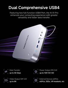 Aggloméré Minisforum AI X1 Pro-370 Mini PC <span class=keywords><strong>AMD</strong></span> Ai 9 Hx 370(12c/24t) 32 Go DDR5 1 To SSD Ordinateur de bureau 2xUSB4 Sortie <span class=keywords><strong>AMD</strong></span> <span class=keywords><strong>Radeon</strong></span> - Product Image 6